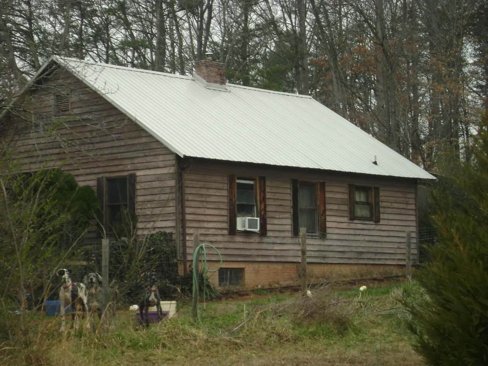 White metal roof on an old wood sided farmhouse, from a Asphalt Shingle Roof Repair job in Glenham